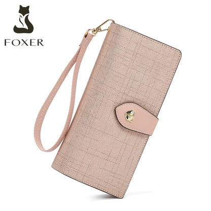 FOXER Split Leather Women's Long Clutch Wallet