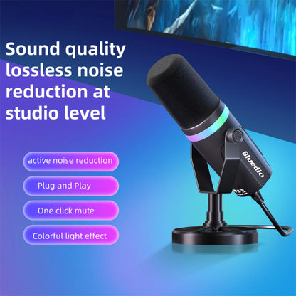Bluedio S3000 Microphone - USB/XLR Dynamic Mic for Gaming, Streaming, and PS5/4 with Headphone Jack, RGB, and Mute Function