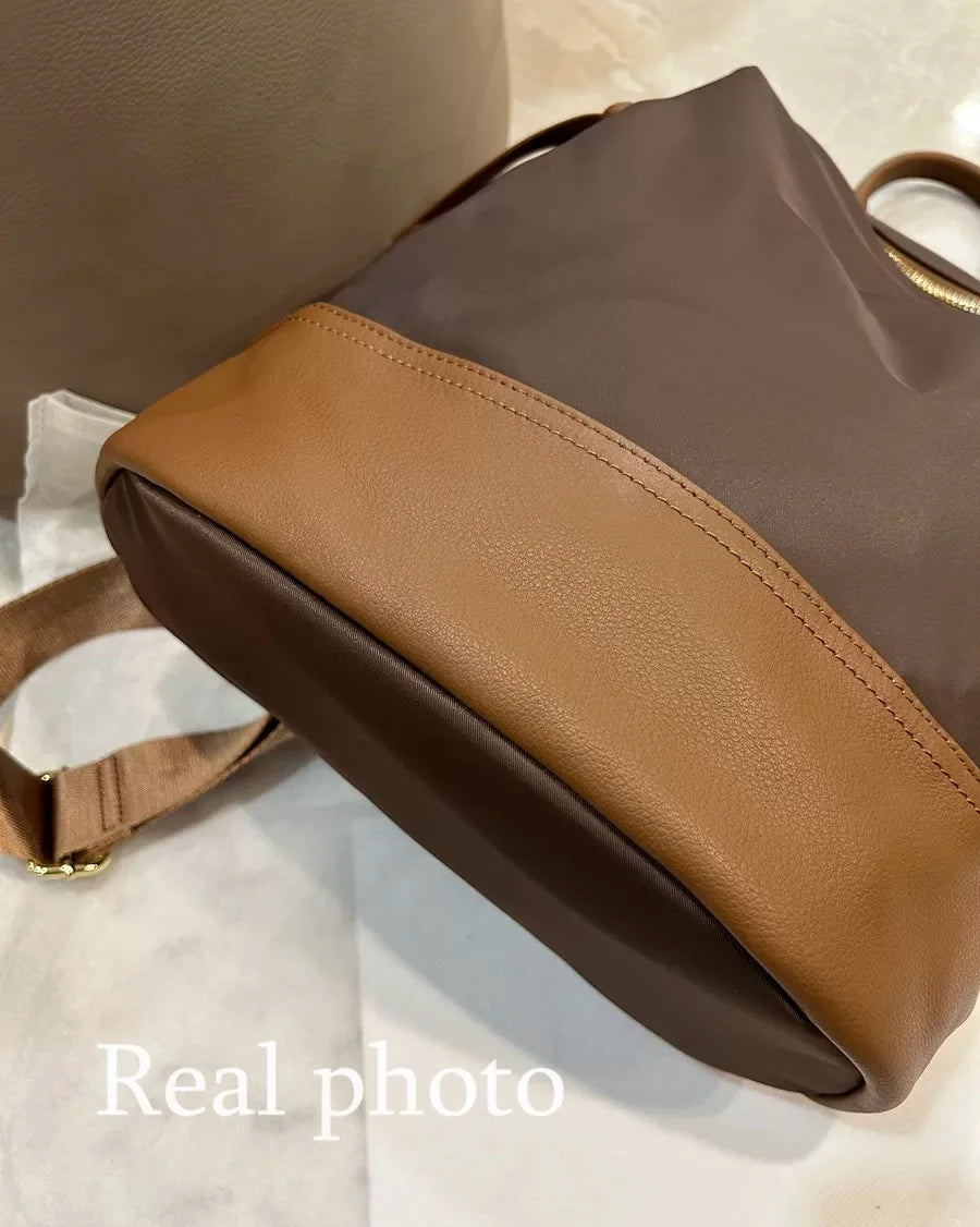 New Oxford &Leather Female Aesthetic Backpack School Bags Luxury Designer for Girls Women Backpacks Travel Light Weight - SC1708