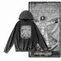 Cosmic Drift Space Graphic Acid-Washed Black Hoodie