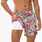 Men's Boardshorts by ShopHub NZ featuring classic print, elastic waist, 2-in-1 design, suitable for beach and sport activities.