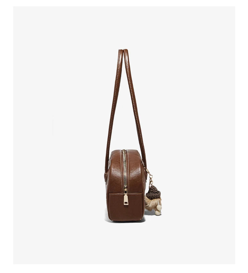 FOXER New Large Capaci Women's Handbag PU Leather Simple Retro Single Underarm Bag for Female Casual Commuting Pillow Bag Purse