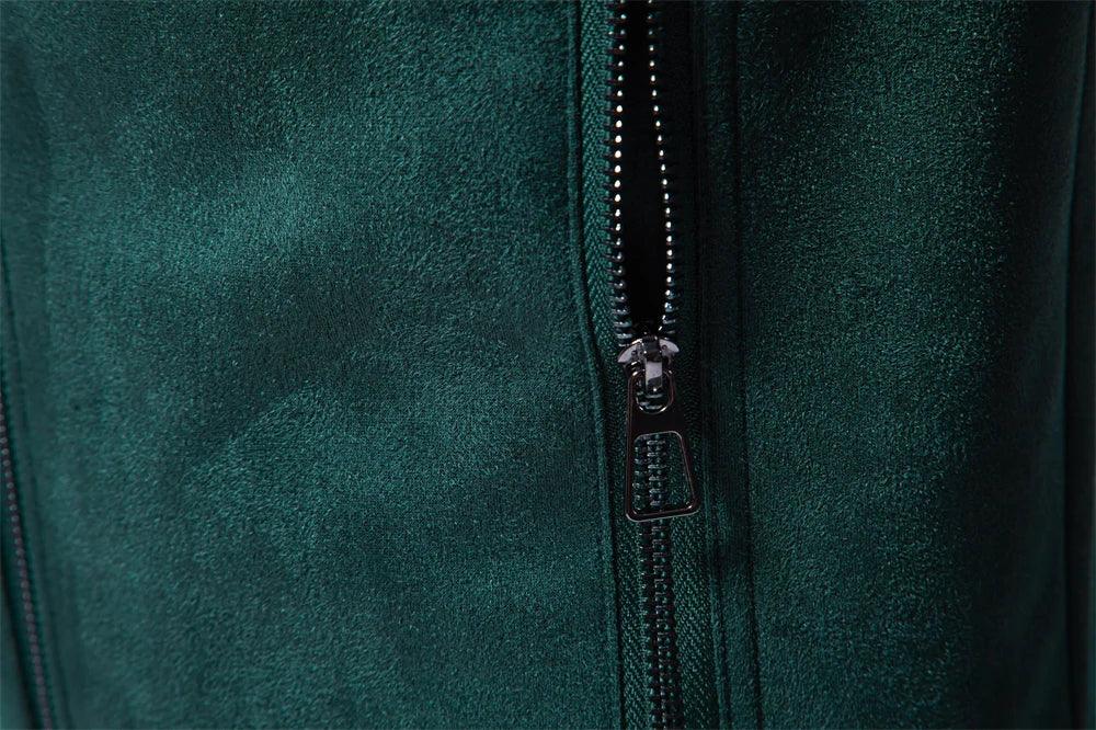 AIOPESON Men's Stand Collar Zip Suede Jackets - ShopHub