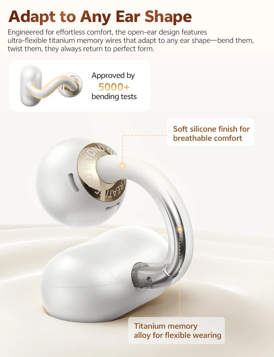 QCY CT06 Open Ear Wireless Earbuds with 4-Mic Calls and Bass Boost - Bluetooth 6.0 Clip-On Sports Headphones with 35 Hours Playtime - ShopHub