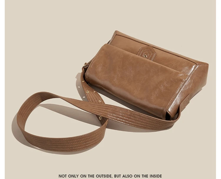 Retro Women's Shoulder Bag 2026 New Simple Large Tote Bag Split Leather + PU Female Soild Crossbody Bag Purse