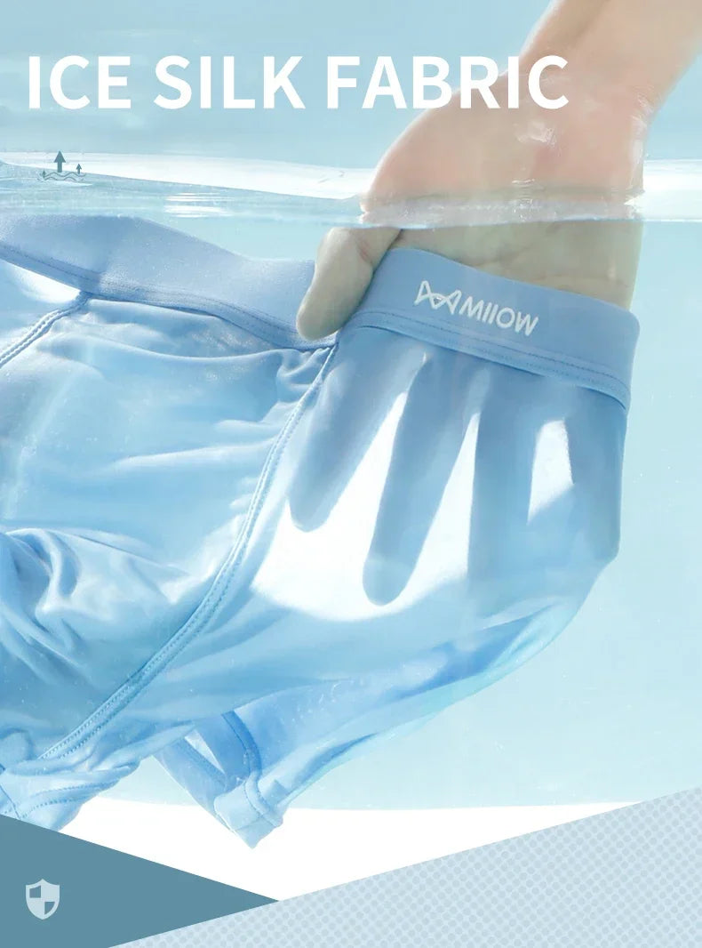 MiiOW 3Pcs Men's Antibacterial Boxers - Thin Ice Silk Graphene Underwear