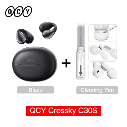 QCY Crossky C30S Wireless Earphones - Hi-Res LDAC Open Ear Clip-On Bluetooth 6.0 Sports Headphones with 40H Battery Life