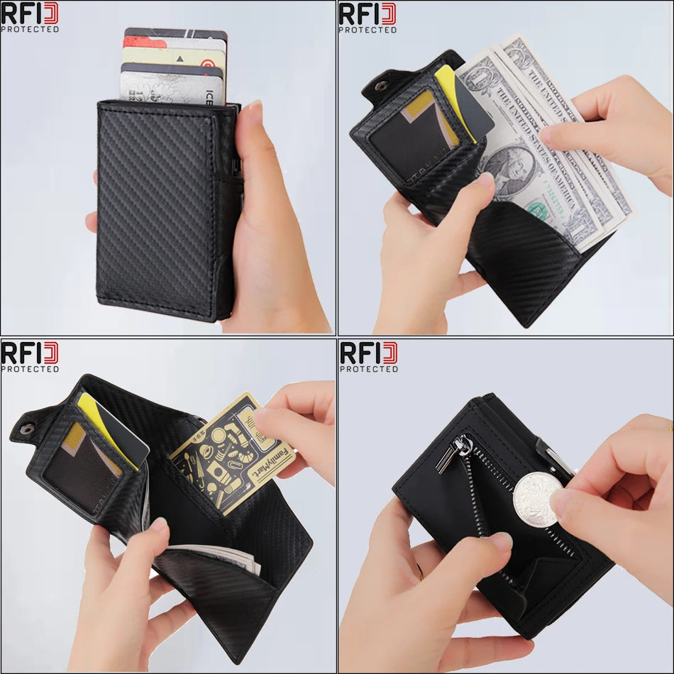 Rfid Carbon Fiber Card Holder Wallets