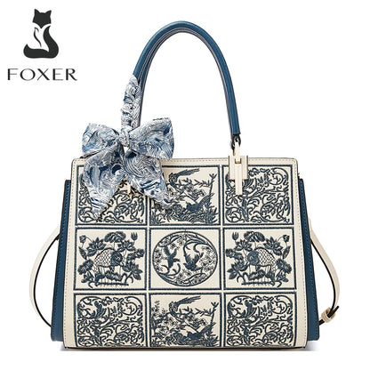 FOXER Split Leather Large Tote Handbag