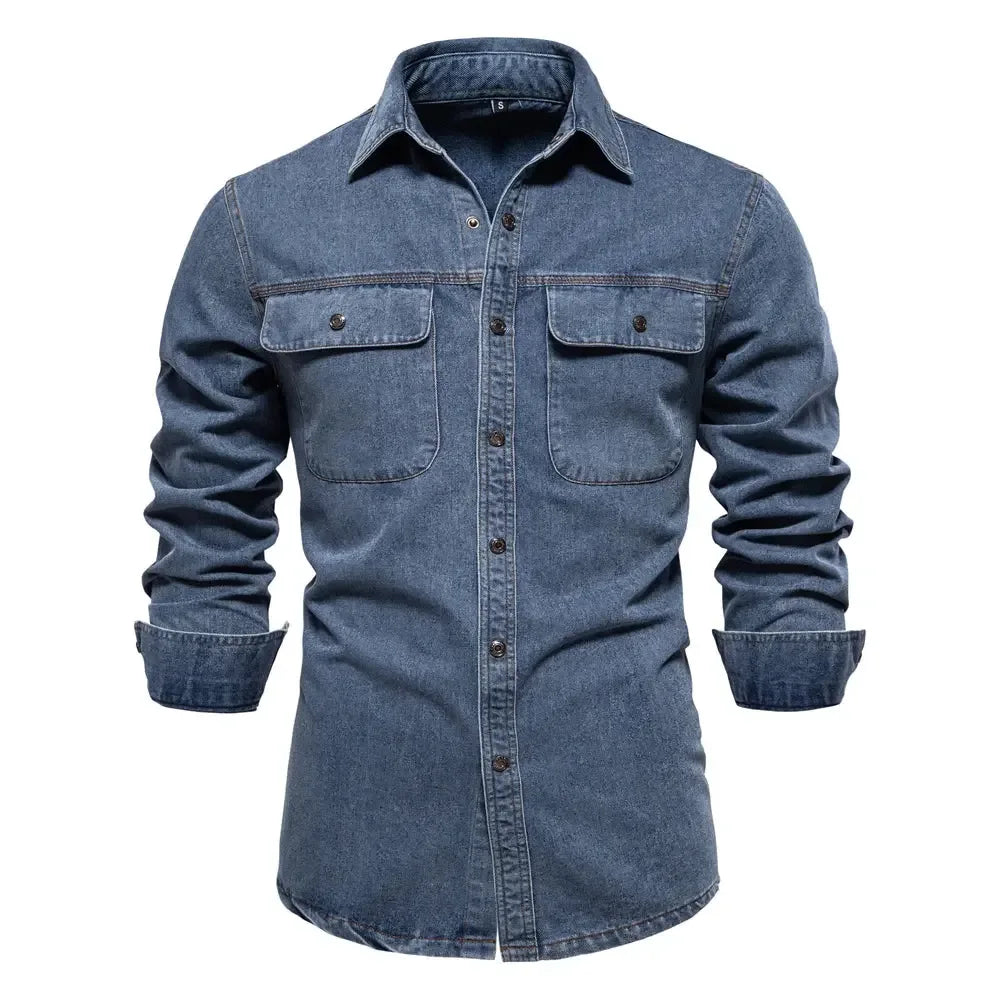AIOPESON's 100% Cotton Denim Shirts - ShopHub