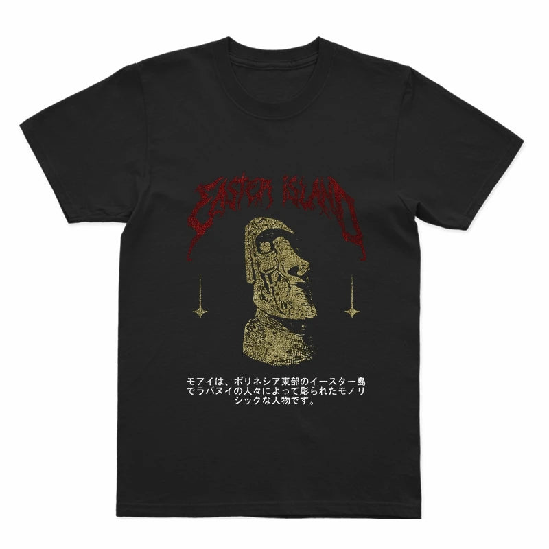 COOLMIND Easter Island Statue Graphic Cotton T-Shirt