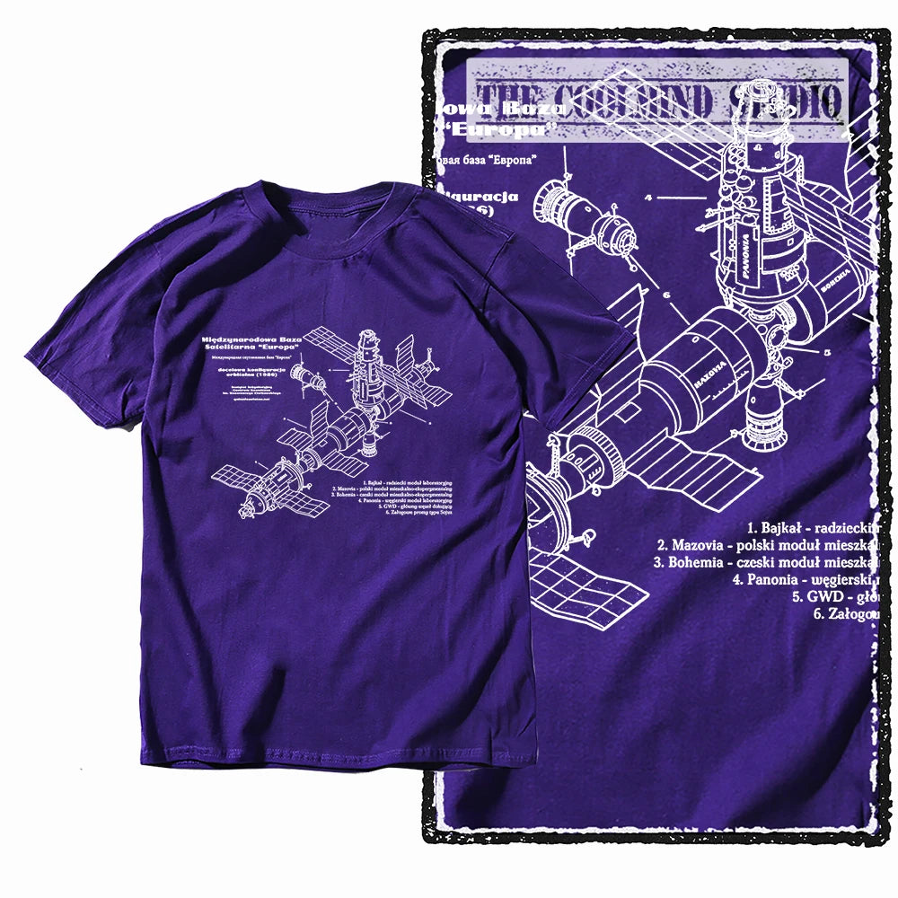 COOLMIND Z1149 Space Station Graphic Cotton Tee