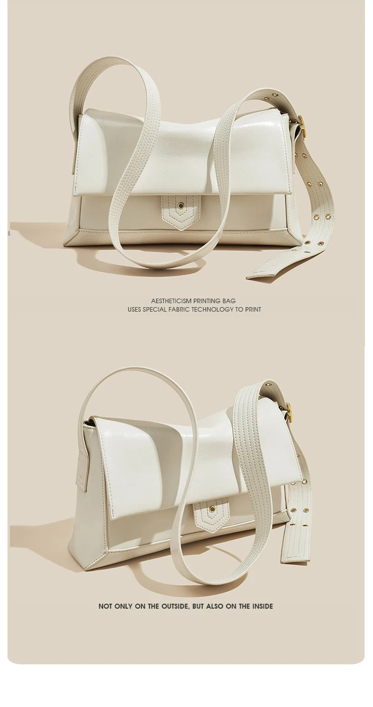Retro Women's Shoulder Bag 2026 New Simple Large Tote Bag Split Leather + PU Female Soild Crossbody Bag Purse