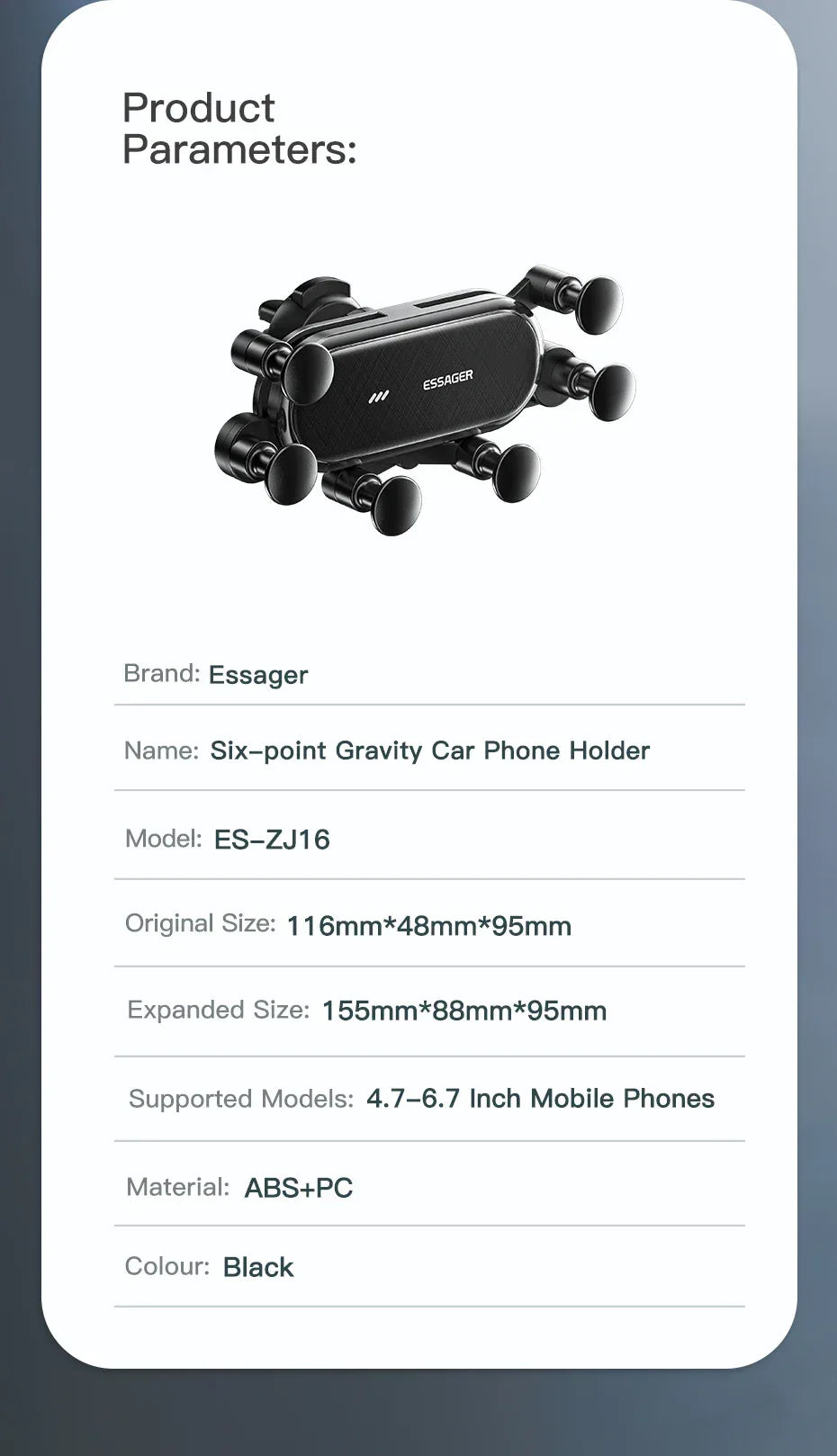 Essager Six Points Gravity Car Phone Holder - ShopHub