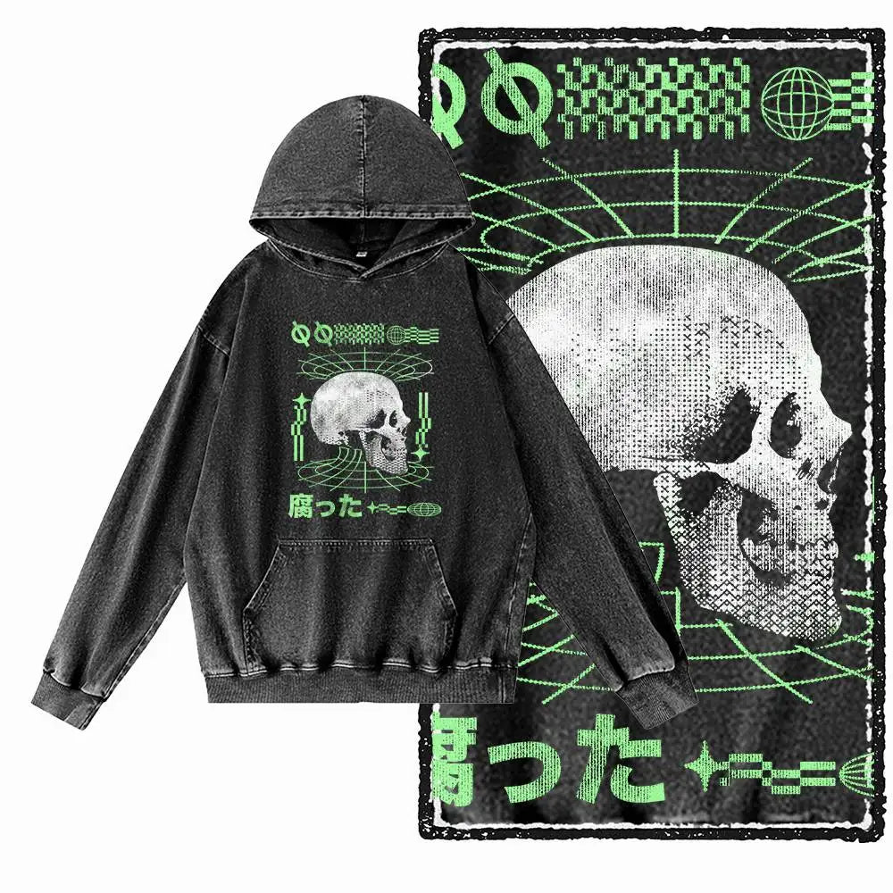 COOLMIND Acid-Washed Black Graphic Pullover