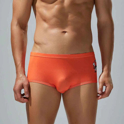 SEOBEAN Men's Ice Silk Underwear with Sexy Cartoon Pattern - Low Waist Half Hollow Boxers