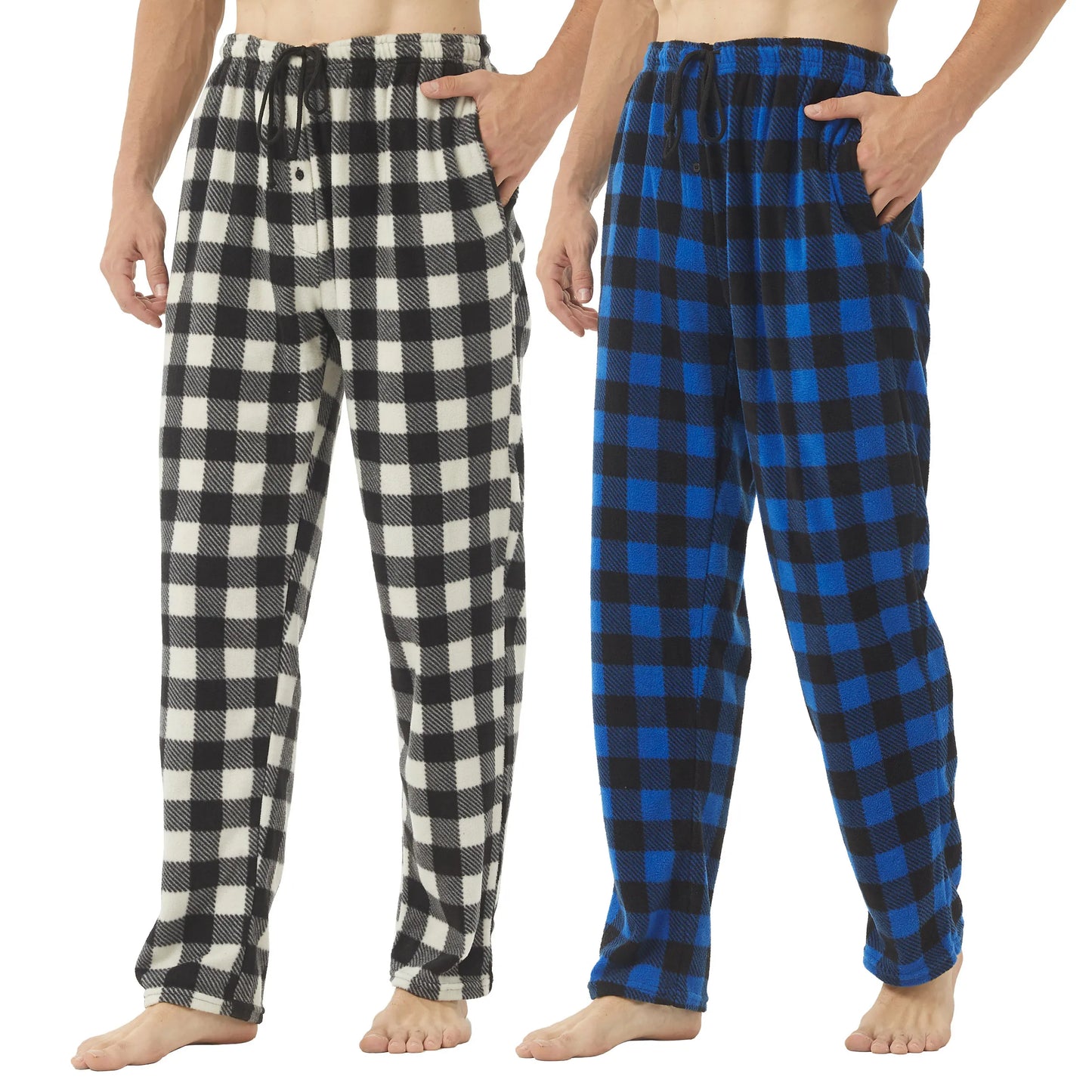Ultimate Comfort: Men's Fleece Pajama Pants - 2 Pack Soft Plaid Lounge Bottoms