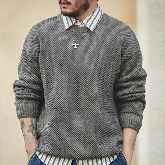 MADEN Pineapple-Pattern Cotton-Blend Sweater