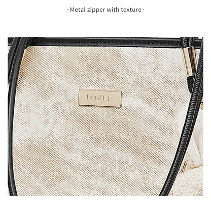 FOXER Designer Women's Tote Bag High Quality PVC Leather Female Handbag Trendy Casual Commuter Shoulder Bag with Pendant