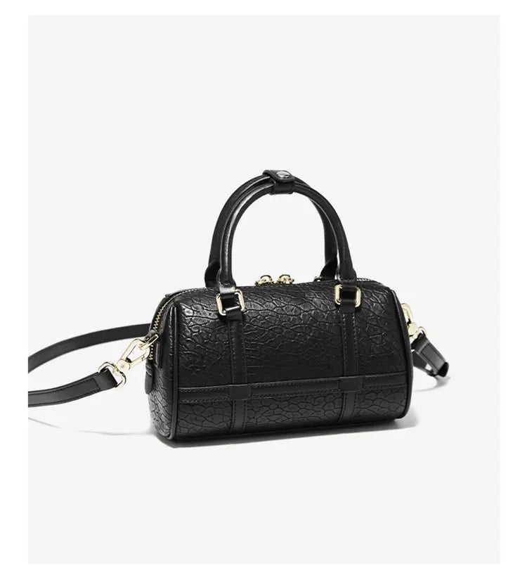 FOXER 2026 New Women's Handbag Fashion Barrel Bag Textured Cowhide Leather Lady Crossbody Bag Casual Commuter Shoulder Purse