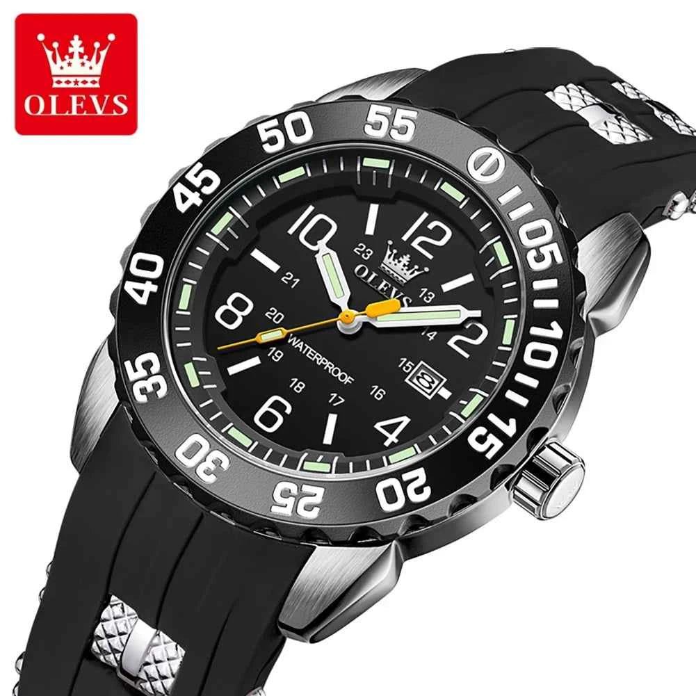 OLEVS 3688 Men's Waterproof Sports Watch with Silicone Strap and Luminous Hollow Out Design