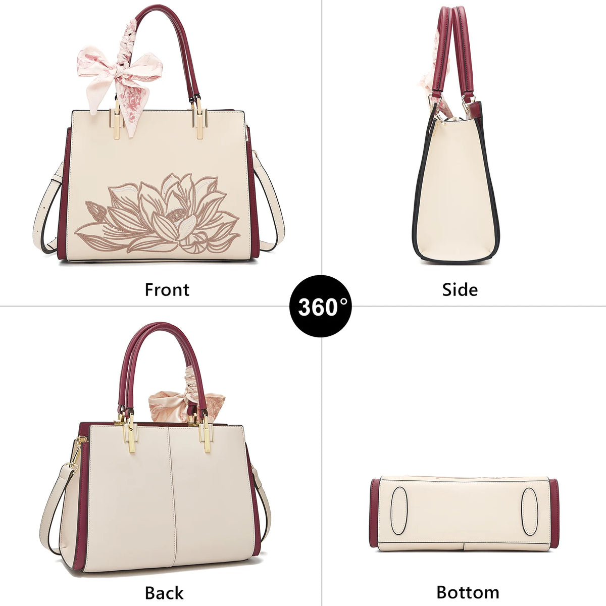 FOXER Luxury Embroidery Women's Handbag Split Leather Elegant Lady Tote Bag Chinese Style Shoulder Bag Best Mother's Day Gift
