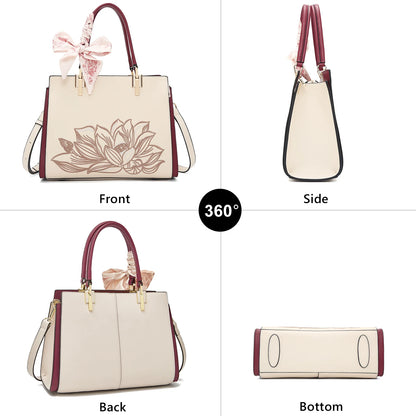 FOXER Luxury Embroidery Women's Handbag Split Leather Elegant Lady Tote Bag Chinese Style Shoulder Bag Best Mother's Day Gift