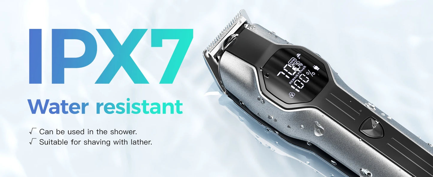 Kensen S30 Cordless Hair Clipper 4 in 1 Barber Grooming Kit with LED Display for Men - Rechargeable Beard and Nose Trimmer