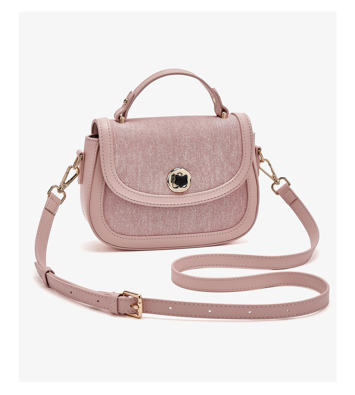 FOXER Chic Luxury Shoulder Bag for Women PU Leather Pink Top‑handle Handbag Fashion Ladies Crossbody Purse for Daily Dating