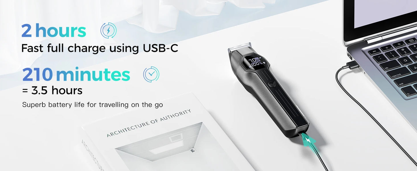 Kensen S30 Cordless Hair Clipper 4 in 1 Barber Grooming Kit with LED Display for Men - Rechargeable Beard and Nose Trimmer
