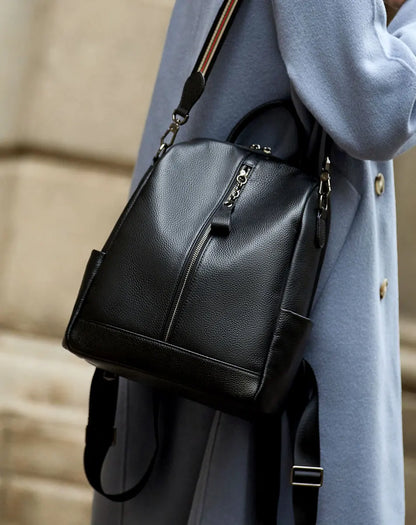 ZOOLER HOT Full Genuine Leather Backpack Women Fashion Backpack Black College Girls Bags Zipper Design Real Leather Bags #hs222