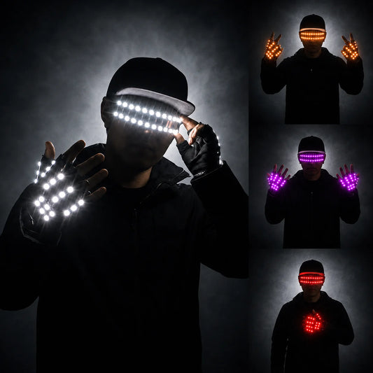 JAEOOGY 185 Flashing LED Glasses & Gloves | Six Colours
