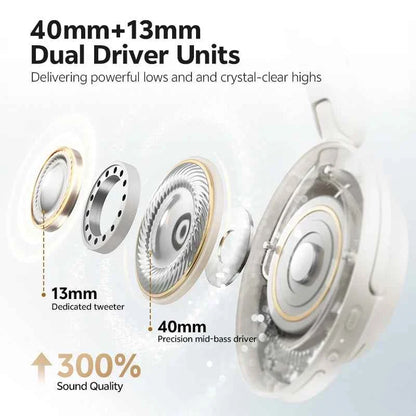 QCY Wireless Bluetooth Headphones 6.0 BH25H3SA - 3D Spatial Audio, Foldable Over Ear Headset with 56dB Adaptive ANC and 53mm Driver