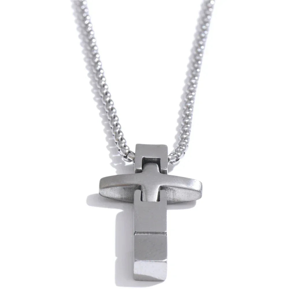 Stainless Steel Creative Cross Pendant Necklace - ShopHub