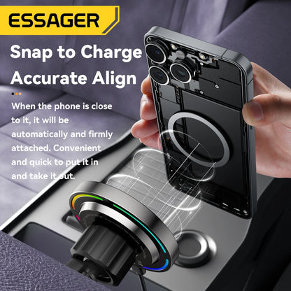 Essager RGB Magnetic Car Phone Holder with 15W Wireless Qi Charging