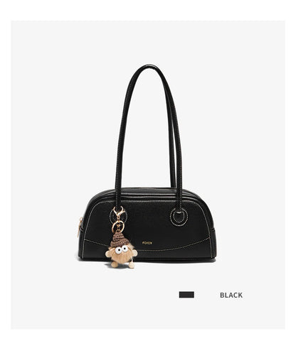 FOXER New Large Capaci Women's Handbag PU Leather Simple Retro Single Underarm Bag for Female Casual Commuting Pillow Bag Purse