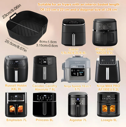 Premium 23cm Silicone Air Fryer Basket Liner for Ninja 180,Cosori 5.5L/6L/6.1L, Phi Series 2000 6.2L Na230