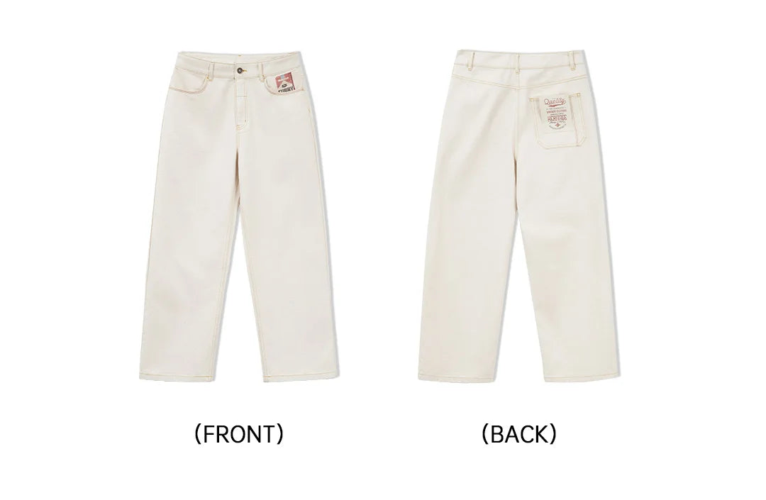 Maden Men's Vintage Heavyweight Washed White Jeans