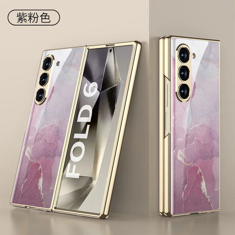 GKK Painted Tempered Glass Case for Samsung Galaxy Z Fold 6 & Galaxy Z Fold 5 Case - ShopHub