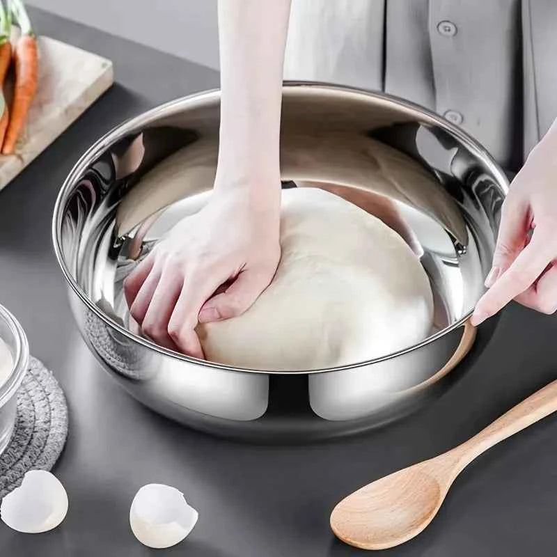 2Pcs Kitchen Accessories, Stainless Steel Bowl with Lid, Multi-use Drain Slicing Bowl, Practical Kitchen Tools & Kitchen Items