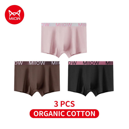 MiiOW Men's Cotton Underwear - 3Pcs Antibacterial Boxers