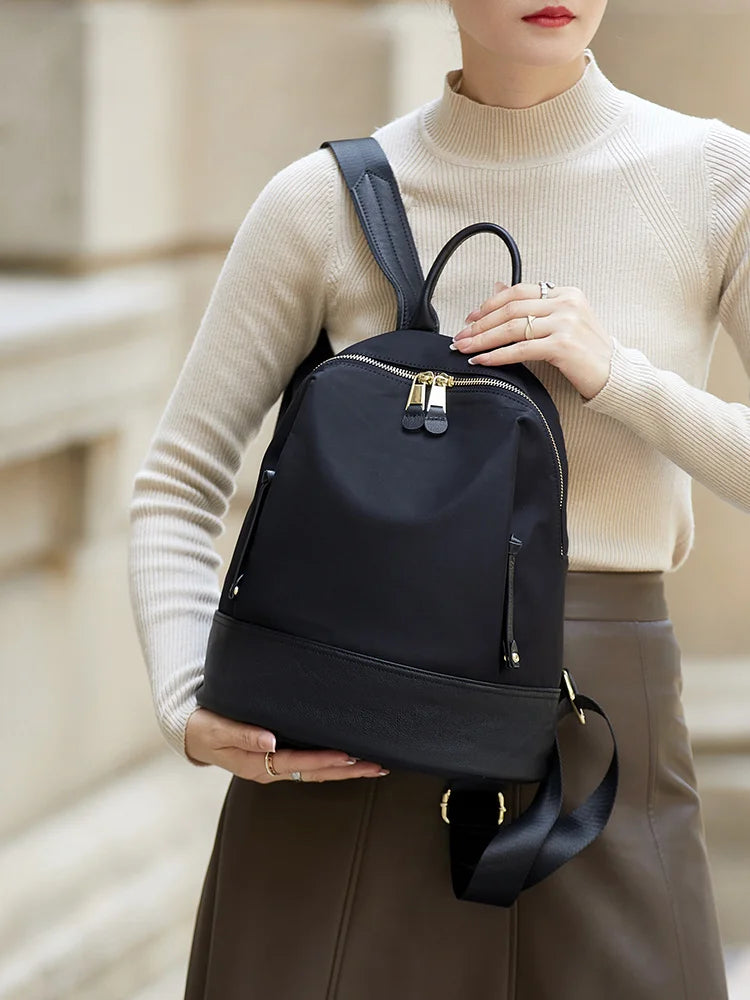 New Oxford &Leather Female Aesthetic Backpack School Bags Luxury Designer for Girls Women Backpacks Travel Light Weight - SC1708