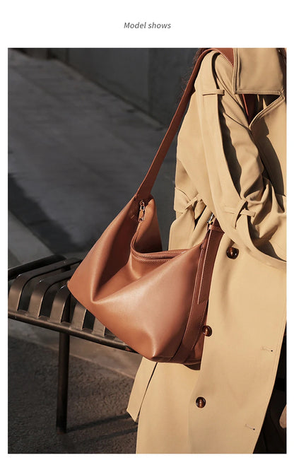 FOXER Large Soft Split Leather Shoulder Bag