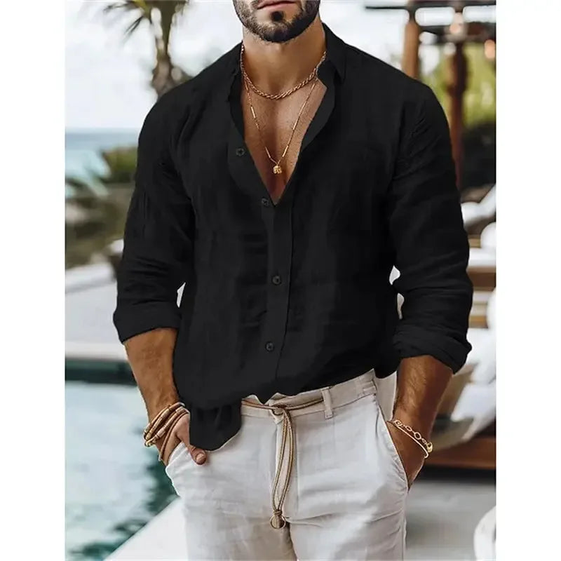 Men's Casual Linen Shirts - ShopHub