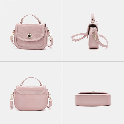 FOXER Chic Luxury Shoulder Bag for Women PU Leather Pink Top‑handle Handbag Fashion Ladies Crossbody Purse for Daily Dating