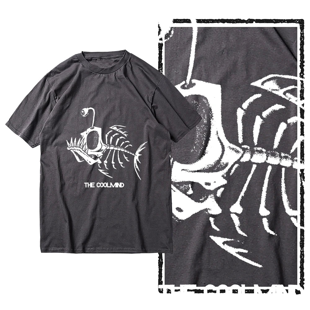 Bonefish Skull Deep Sea Fish Skeleton Funny Fisherman men T-Shirt Cotton O-Neck Short Sleeve Men T Shirt Oversize Streetwear