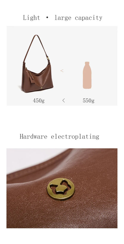 FOXER Genuine Leather Hobo Bag Lady Vintage Commuter Shoulder Bag Large Capacity Soft Leather Women Underarm Bag For Daily