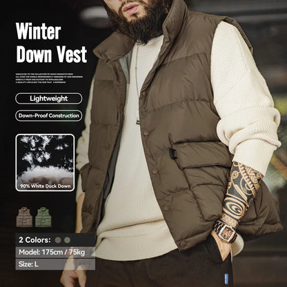 MADEN Duck-Down Puffer Vest | Army Green or Mocha