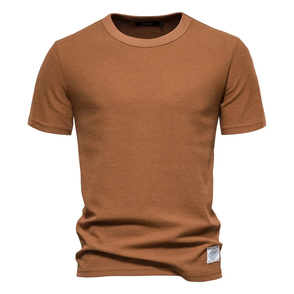 AIOPESON's Solid Colour Waffle T-Shirts - ShopHub