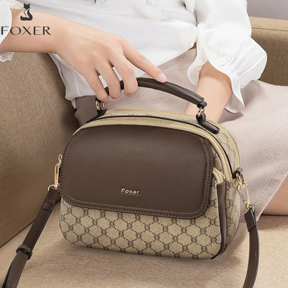 FOXER Lady's Shoulder Bag PVC Leather Casual Handbag Vintage Female Crossbody Bag Fashion Commute Boston Bag